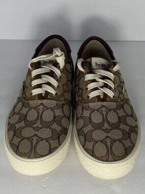 Womens Coach Citysole Skate Sneakers Signature Khaki Leather Size 7.5B